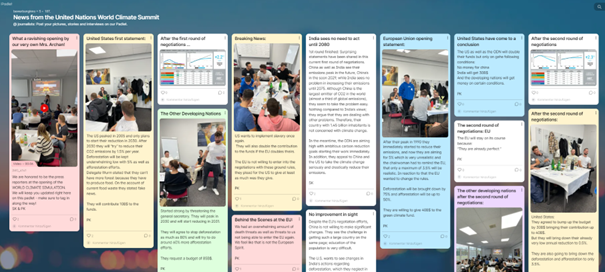 Berichterstattung durch die Studierenden auf Paddlet