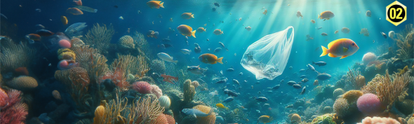 Unterwasserwelt mit Plastik