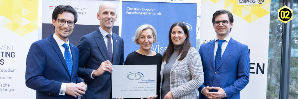 Gruppenfoto von Vertretenden der FH CAMPUS 02 und Partnern des Josef Ressel Zentrums