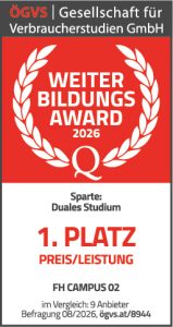 Weiterbildungsaward Gütesiegel Duales Studium 1. Platz Preis/ Leistung