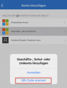 Screenshot "QR-Code-Scan starten"