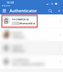 Screenshot "Eintrag in der Authenticator-App überprüfen"