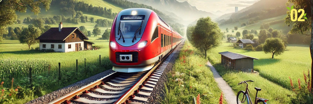 Nachhaltiger Resen - Headerbild zum BLogbeitrag - Zug - Rad