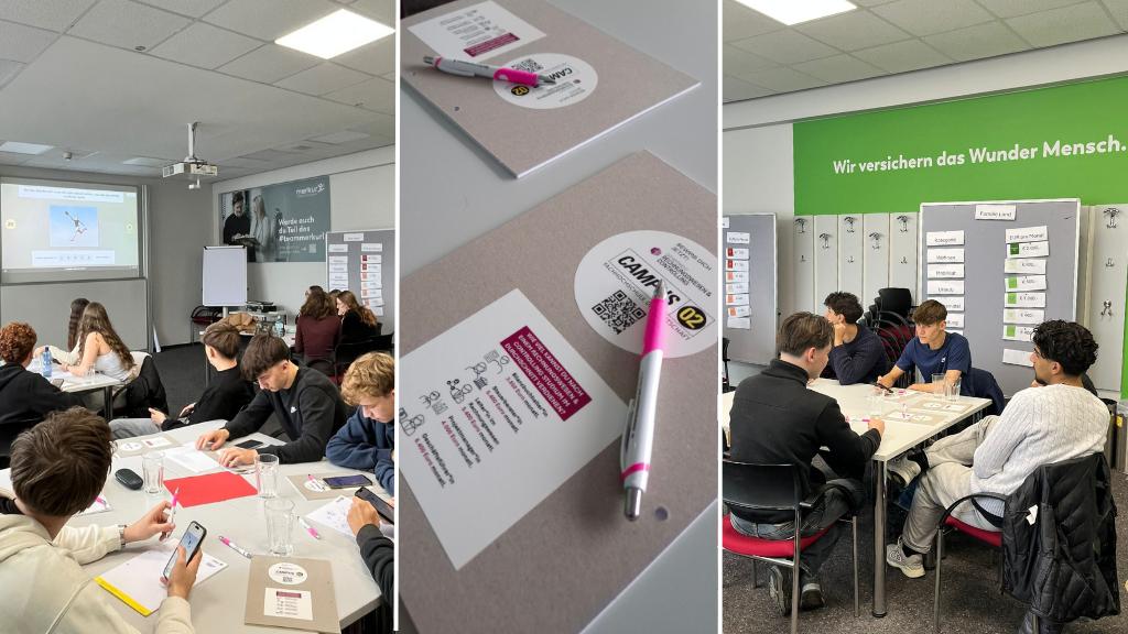 Schüler*innen arbeiten in Gruppen zusammen.