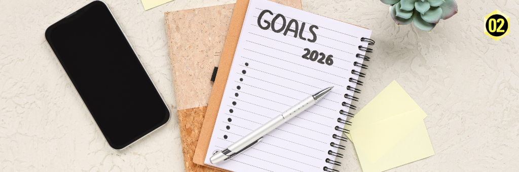 Ein Heft mit Zielen für das Jahr 2026