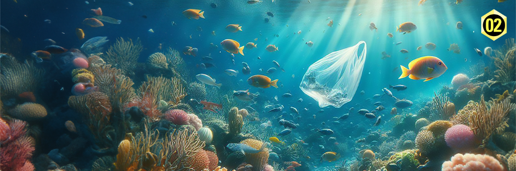 Unterwasserwelt mit Plastik